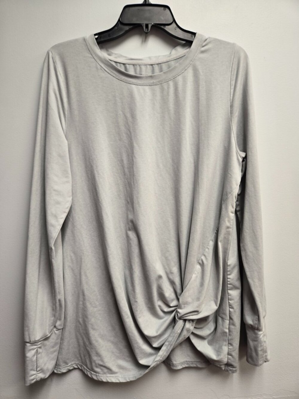 Jones New York Sport Gray Twist Front Top Thumb Holes Activewear L Performance